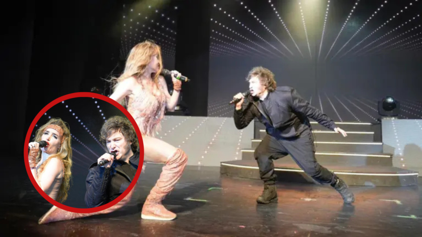 Milei canta Rock del Gato en show de Fátima Florez