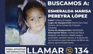 Activan la Alerta Sofía por la desaparición de una menor de dos años en Córdoba
