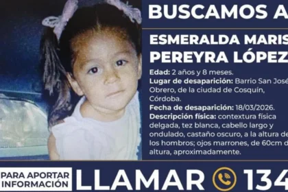 Activan la Alerta Sofía por la desaparición de una menor de dos años en Córdoba