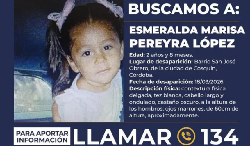 Activan la Alerta Sofía por la desaparición de una menor de dos años en Córdoba