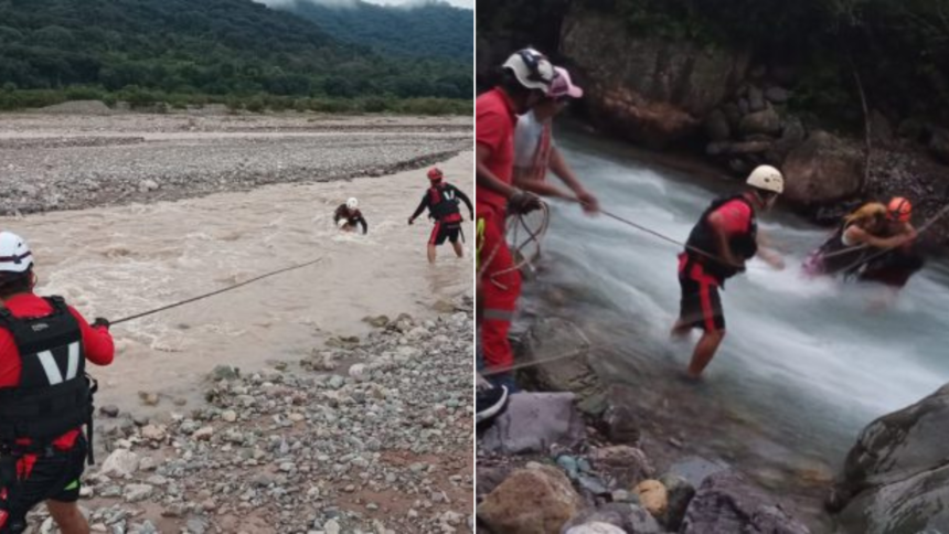Operaciones de rescate en ríos Jujuy: seis personas salvadas por bomberos