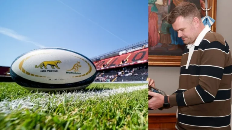 La visita del manager australiano en la previa del partido histórico