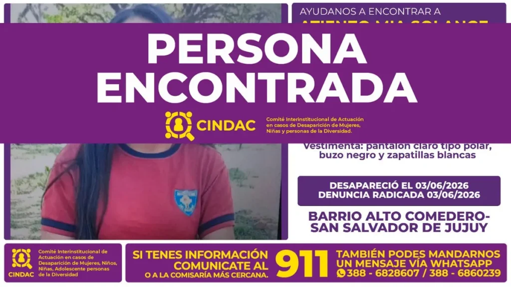 Hallaron a la menor desaparecida en buen estado de salud