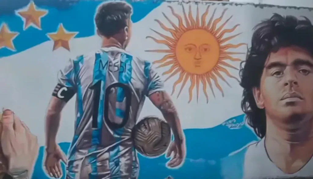 Mural homenaje en Perico: Fabio Paredes inmortaliza a Messi, Maradona y la Scaloneta