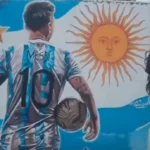Mural homenaje en Perico: Fabio Paredes inmortaliza a Messi, Maradona y la Scaloneta