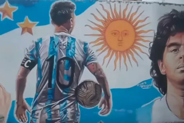 Mural homenaje en Perico: Fabio Paredes inmortaliza a Messi, Maradona y la Scaloneta