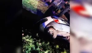 Un conductor olvidó el freno de mano y su auto cayó al canal: el test de alcoholemia dio 2.27