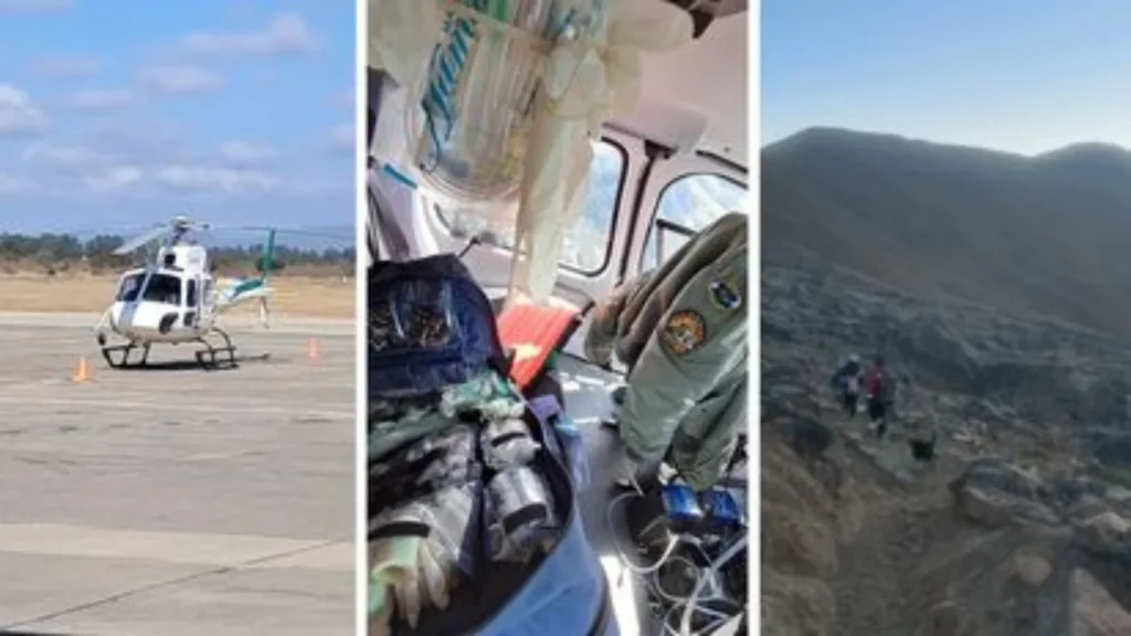 Rescate en Caspalá: una mujer de 79 años fue evacuada en helicóptero tras caer de una mula