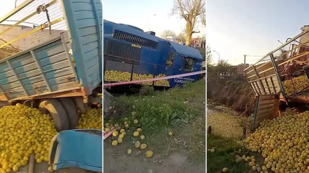 Accidente de tren en Simoca: un camión con limones fue embestido