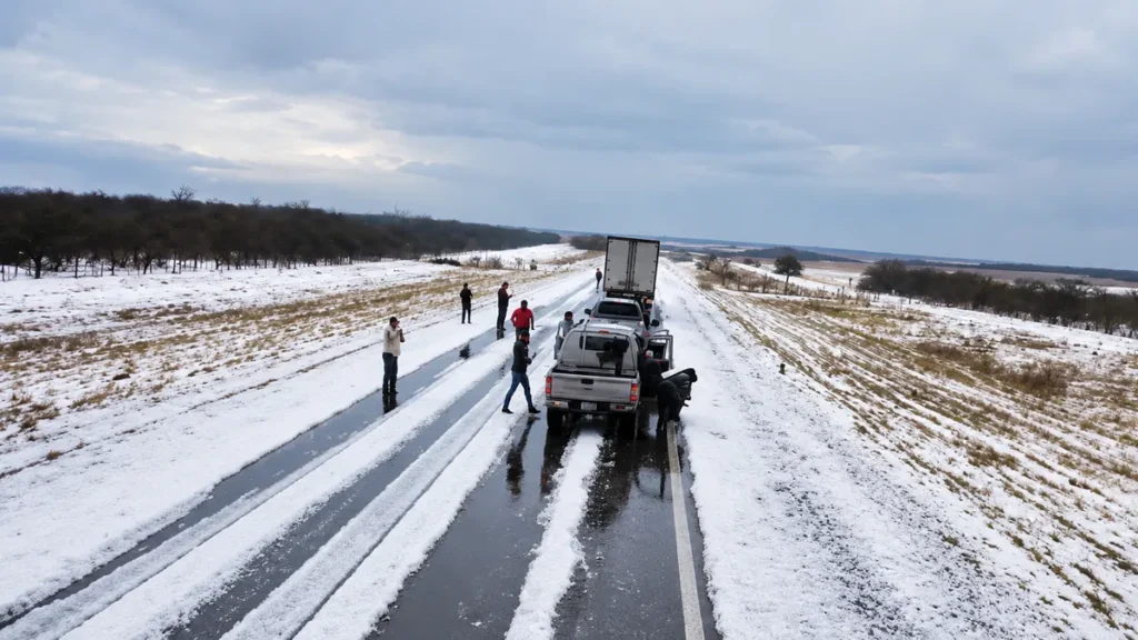 Una granizada en Salta cubrió de hielo la Ruta 9 y provocó anegamientos
